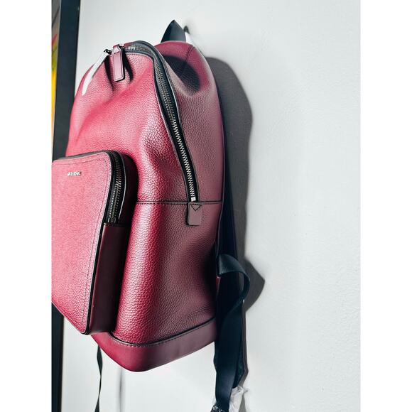 NWT MICHAEL KORS Oxblood Maroon Pebble Leather Commuter Backpack - Picture 4 of 9
